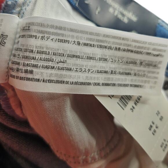 NEW Abercrombie Fitch 18 90s Straight Ultra High Rise Jeans Cross Button Casual - Picture 2 of 5